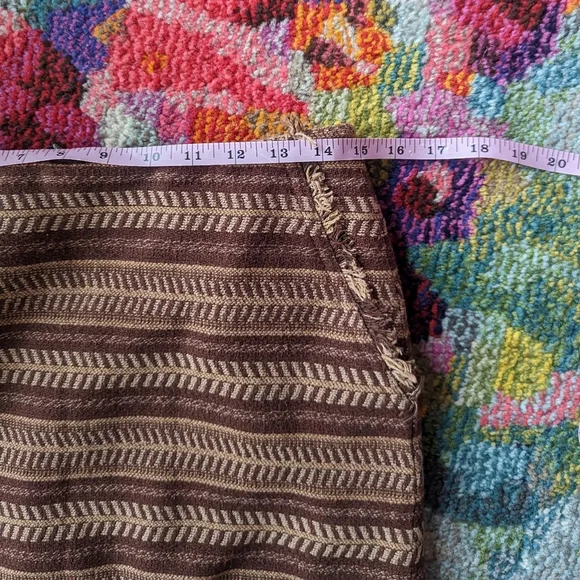 Bob Timberlake Striped Mini Skirt Size 4 Brown Frayed Hem Boho Southwestern - Picture 6 of 10